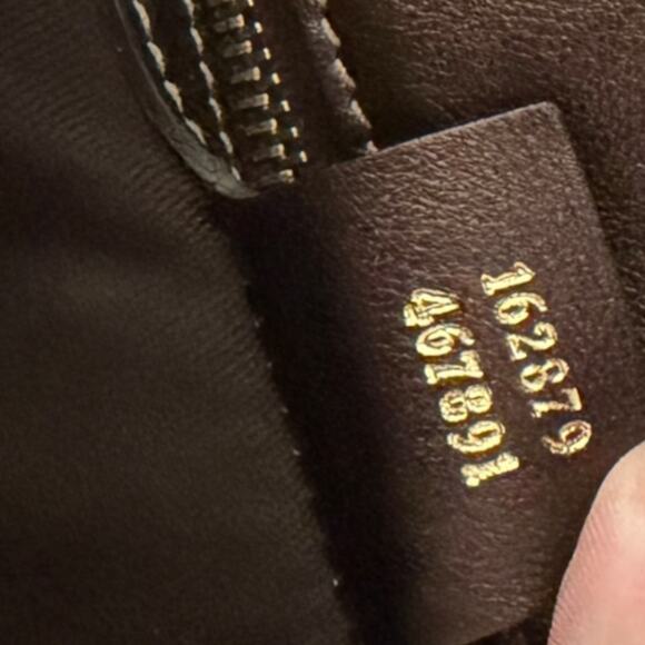 GUCCI Positano Tote Handbag Beige GG Logo Canvas Brown Leather Trim Authentic - Picture 6 of 14